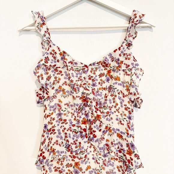 Sandy & Sid Ditzy Floral Chiffon Maxi Dress Boho Cottagecore Y2K Peasant Medium - Picture 3 of 11